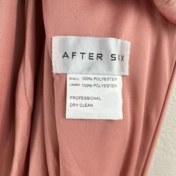 After Six Desert Rose Draped One Shoulder Maxi Dress Gown Scarf Bow 12/Med NWT - Picture 5 of 14